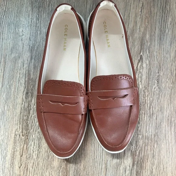 Cole Haan Tan Leather Penny Loafers - Picture 3 of 6
